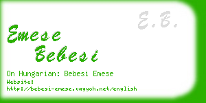 emese bebesi business card